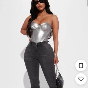 Fashion over metallic top corset brand new still with tags